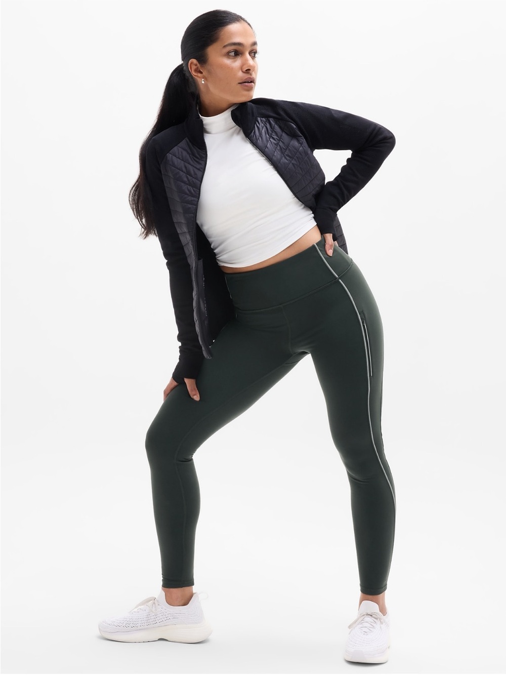 Athleta Rainier High Rise Reflective Stripe Legging